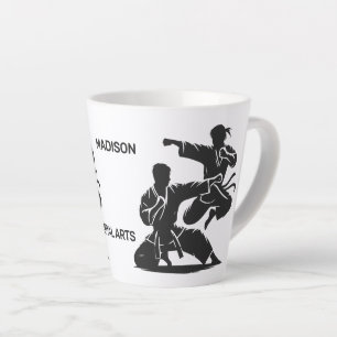 Caneca De Café Latte Nome Personalizado & Artes Marciais em Texto