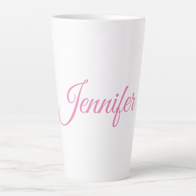 Caneca De Café Latte Nome Personalizado Branco Elegante de Caligrafia R (Frente)