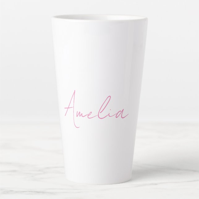 Caneca De Café Latte Nome Personalizado Branco Elegante de Caligrafia R (Frente)