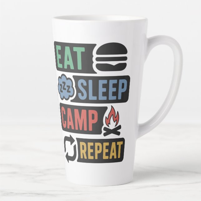 Caneca De Café Latte Nome Personalizado Camping (Direita)