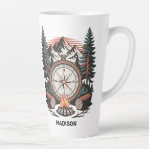 Caneca De Café Latte Nome Personalizado Camping