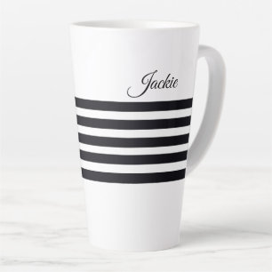 Caneca De Café Latte Nome Personalizado Cód. Bcd. B & W. Lã Grande
