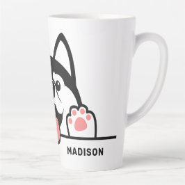 Caneca De Café Latte Nome Personalizado Cole Siberian Husky 
