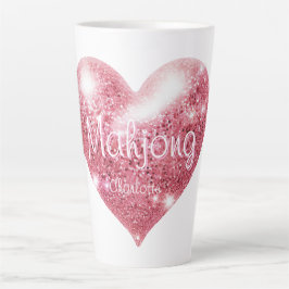 Caneca De Café Latte Nome Personalizado Coração de Brilho Cor-de-Rosa E