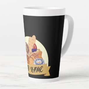 Caneca De Café Latte Nome personalizado da padaria de pão de sobremesa 