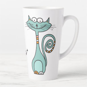 Caneca De Café Latte Nome personalizado de gato engraçado Lata