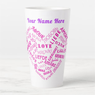 Caneca De Café Latte Nome Personalizado de Latte de Texto de Amor Perso