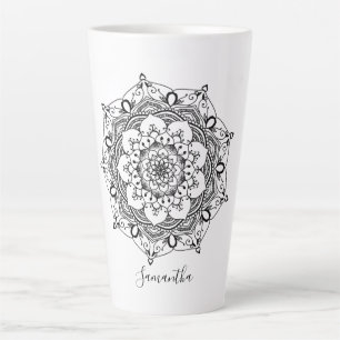 Caneca De Café Latte Nome Personalizado de Mandala