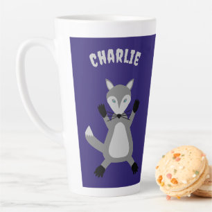 Caneca De Café Latte Nome Personalizado do Lobo de Halloween Cute