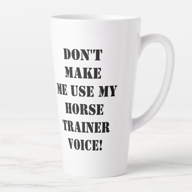 Caneca De Café Latte Nome personalizado do treinador equestre engraçado (Direita)