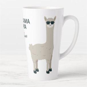 Caneca De Café Latte Nome personalizado e texto Legal Llama Latte mug