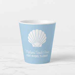 Caneca De Café Latte Nome Personalizado, Localização & Cor Concha do Ma