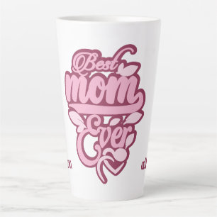 Caneca De Café Latte Nome Personalizado "Melhor Mãe Nunca"