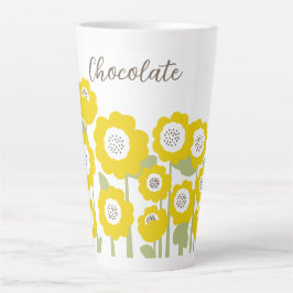 Caneca De Café Latte Nome personalizado mínimo de girassol moderno mini