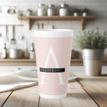 Caneca De Café Latte Nome Personalizado Mínimo do Pink do Pastel<br><div class="desc">Nome Personalizado Mínimo do Pink do Pastel</div>