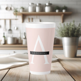 Caneca De Café Latte Nome Personalizado Mínimo do Pink do Pastel