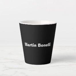 Caneca De Café Latte Nome personalizado Mínimo Preto Preto Preto Modern