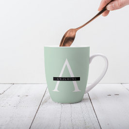 Caneca De Café Latte Nome Personalizado Mint Pastel Minimalista