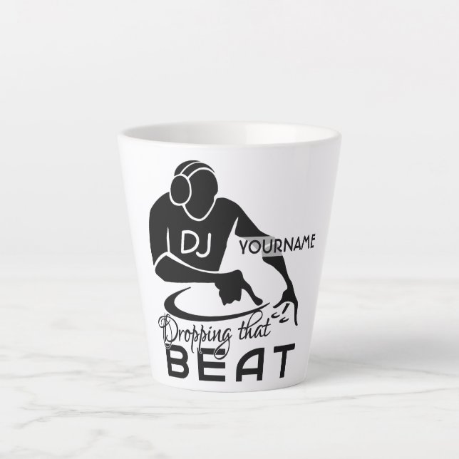 Caneca De Café Latte Nome personalizado Music DJ (Frente)