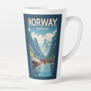 Caneca De Café Latte Nome Personalizado Noruega
