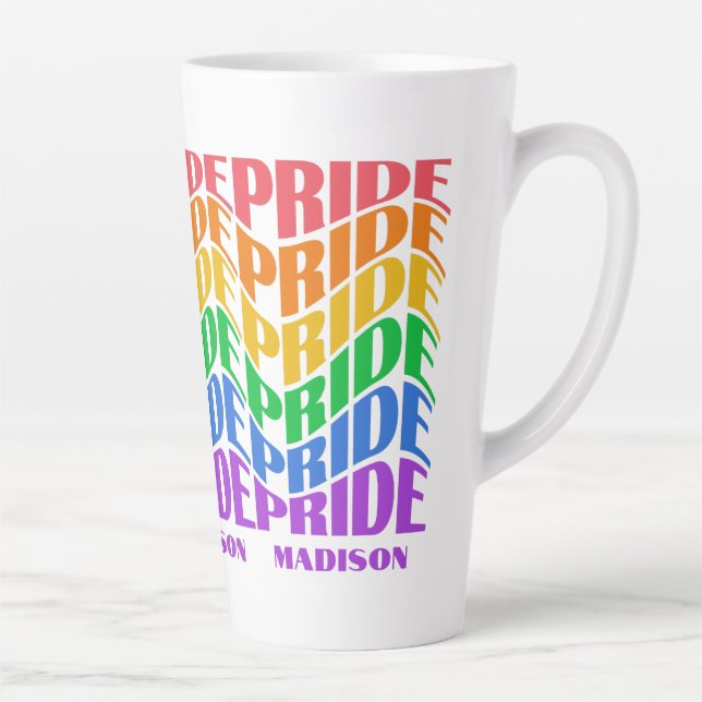 Caneca De Café Latte Nome Personalizado Orgulho (Direita)