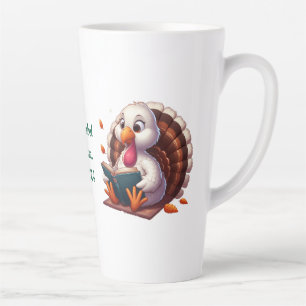 Caneca De Café Latte Nome personalizado, peru lendo um livro