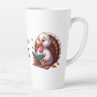 Caneca De Café Latte Nome personalizado, peru lendo um livro