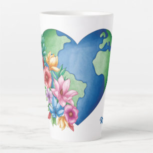 Caneca De Café Latte Nome Personalizado Planeta Terra Coração