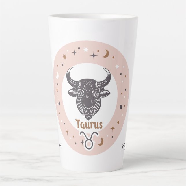 Caneca De Café Latte Nome Personalizado Sinal Zodiac Taurus (Frente)
