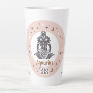 Caneca De Café Latte Nome Personalizado - Sinal Zodíaco Aquário