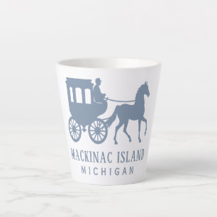 Caneca De Café Latte Nome Personalizado & Texto Mackinac Island