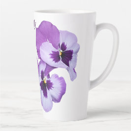 Caneca De Café Latte Nome personalizável Fiona pansor roxo flores diver