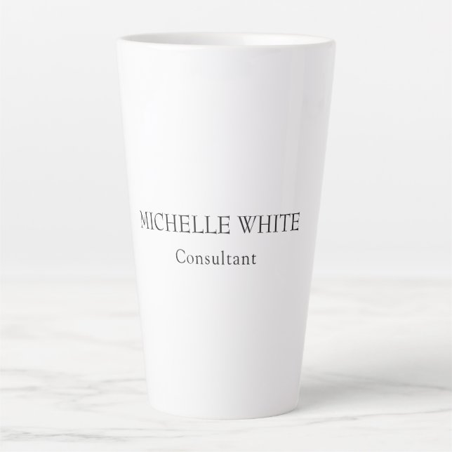 Caneca De Café Latte Nome profissional mínimo clássico simples (Frente)
