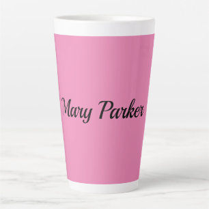 Caneca De Café Latte Nome Profissional Rosa Simples Simples