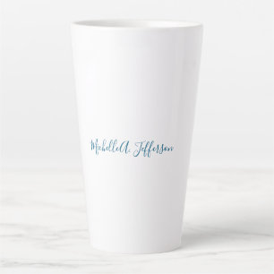 Caneca De Café Latte Nome Próprio Criativo Moderno Branco Azul Oceano