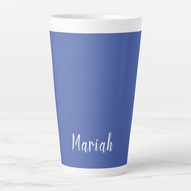 Caneca De Café Latte Nome Próprio Mínimo Simples Caligrafia Azul Script (Frente)