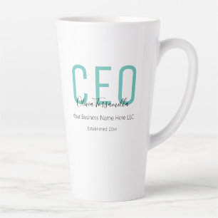 Caneca De Café Latte Nome Teal Black CEO