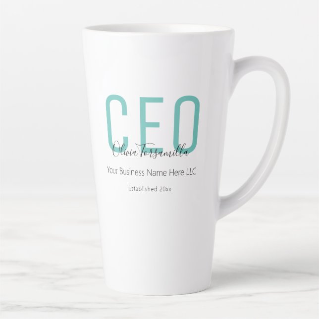 Caneca De Café Latte Nome Teal Black CEO (Direita)