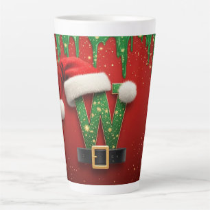 Caneca De Café Latte Nomes de Glitter de Férias W para Inverno