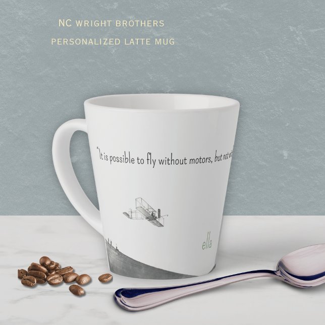 Caneca De Café Latte North Carolina Wright Brothers Latte Mug (The Wright Brothers Personalized latte mug, represent North Carolina!)
