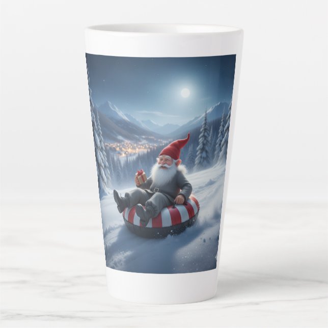 Caneca De Café Latte Norwegian Nisse Sledding, Latte Mug (Frente)