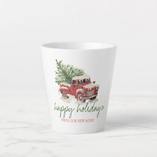 Caneca De Café Latte Nós nos mudamos, Caminhão Vermelho, Árvore de Pinh