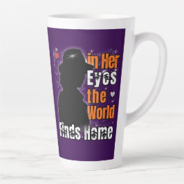 Caneca De Café Latte Nos Olhos Dela, O Mundo Encontra-Se Em Casa - Amor