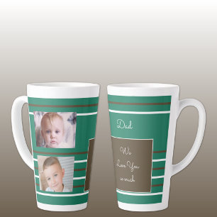 Caneca De Café Latte Nós te amamos Pai verde e marrom com fotos
