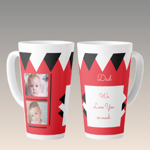 Caneca De Café Latte Nós te amamos Pai vermelho e preto com fotos