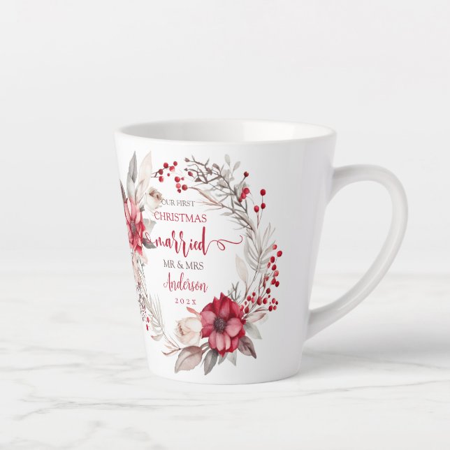 Caneca De Café Latte Nosso primeiro Natal casado (Direita)