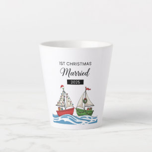 Caneca De Café Latte Nosso Primeiro Natal Casados 2025   Fofo Náutico