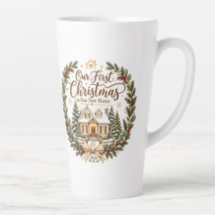 Caneca De Café Latte Nosso Primeiro Natal em Nossa Nova Casa 2026 Enfei