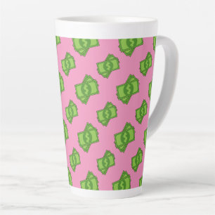 Caneca De Café Latte Notas de Dinheiro do Cartoon