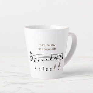 Caneca De Café Latte Notas Felizes Do Re Mi Lateral Nota De Música Pers